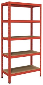 Scaffale in kit 5 ripiani Pokerino L 100 x P 40 x H 180 cm rosso, portata per ripiano 220 kg