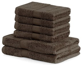 Set di 2 asciugamani marrone scuro e 4 asciugamani marrone Bamby - DecoKing