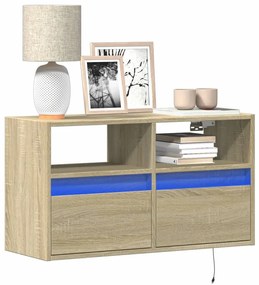 Mobile Tv A Parete Con Luci Led Rovere Sonoma 80x31x45 Cm /