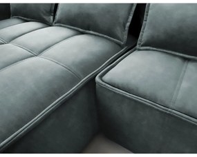 Divano angolare verde allungabile/con contenitore (con penisola a sinistra/con chaise lounge) e rivestimento in velluto Campo – ELTAP