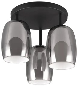 Apparecchio da soffitto con paralume in vetro ø 14 cm in nero-argento Barret - Trio Select