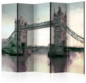 Paravento separè Tower Bridge Vittoriano II (5-parti) - astratto con architettura