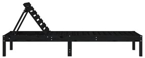 Lettini prendisole 2pz neri 199,5x60x74 cm legno massello pino
