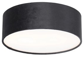 Plafoniera moderna nera 30 cm con interno oro - Drum