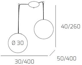 Sospensione Contemporanea Moon Metallo Cromo Vetro Rosso 2 Luci E27 D.30Cm