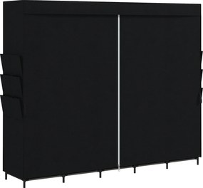Armadio Salvaspazio 212x45x167 cm con 5 Aste 5 Ripiani 6 Tasche Laterali Ante Antipolvere con Zip in Tessuto Nero...