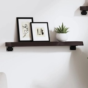 Ripiano Muro Marrone Scuro 60x10x4 Cm Massello Rovere Trattato /