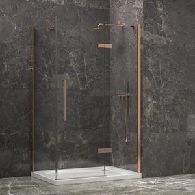 Box doccia 80x70 telaio colore rame porta battente laterale fisso 80cm | KT5000RG - KAMALU