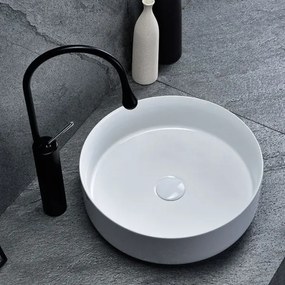 REA-U8493 - Lavabo da appoggio ELMA Ø 45 cm in ceramica, bianco lucido