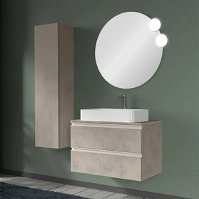 Mobile bagno sospeso 80 cm Master grigio effetto cemento per lavabo da appoggio