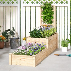 Fioriera Rialzata con Grigliato per Rampicanti e Divisorio 222x63x132 cm in Legno di Abete...