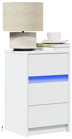 Comodino Con Luci Led Bianco İn Legno Multistrato /