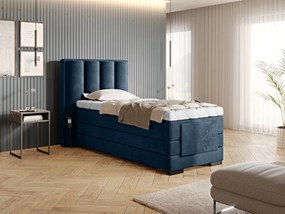 Letto motorizzato singolo boxspring Belize - Tessuto blu