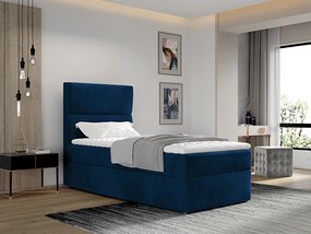 Letto singolo boxspring Atlanta - Tessuto blu