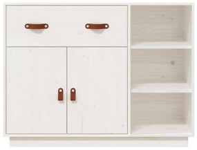 Credenza Bianca 98,5x40x75 cm in Legno Massello di Pino