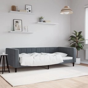 Letto Da Giorno Grigio Scuro 90x190 Cm İn Velluto /