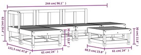 Set Salotto da Giardino 6 pz Grigio in Legno Massello di Pino