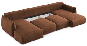 Divano angolare color terracotta allungabile (a U) Leila – Makamii