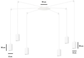 Lampadario a Sospensione in Acciaio TRAKER 6 BLACK e WHITE