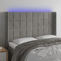 Testiera a LED Grigio Chiaro 147x16x118/128 cm in Velluto cod mxl 48866