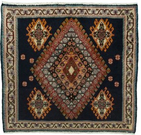 Shiraz Tappeto 60 x 60 Blu (Iran) Annodato A Mano