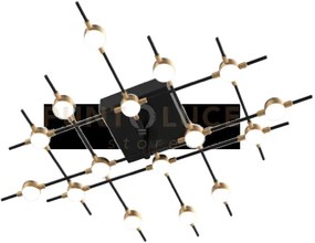 Plafoniera molecular 16lt, flush matt black with gold, led 38,4w, 3...