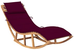 Lettino Prendisole A Dondolo Con Cuscino İn Massello Di Teak /