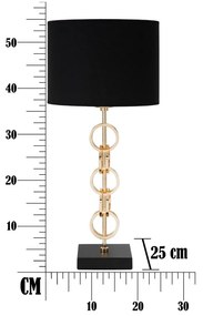 Lampada da tavolo in nero e oro Glam , altezza 54,5 cm Rings - Mauro Ferretti