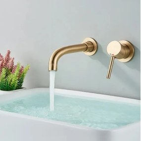 REA-B4109 - Miscelatore per lavabo ad incasso LUNGO, finitura oro spazzolato