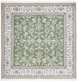 Nain Tappeto 200 x 200 Verde (Iran) Annodato A Mano