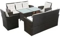 Set Divani da Giardino 5 pz con Cuscini in Polyrattan Marrone 43973