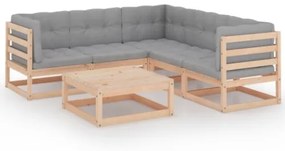 Set Divani da Giardino 6 pz con Cuscini Legno Massello di Pino