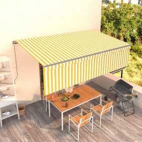 Tenda Sole Retrattile Manuale Con Parasole 5x3m Gialla Bianca /