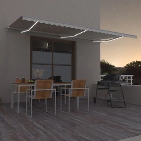 Tenda Da Sole Retrattile Manuale Con Led 600x350 Cm Crema /