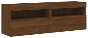 Mobili tv a parete con luci led 2pz rovere marrone 60x30x40 cm