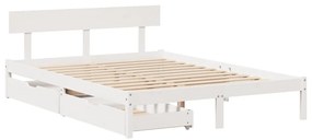 Letto senza materasso bianco 140x200 cm legno massello di pino