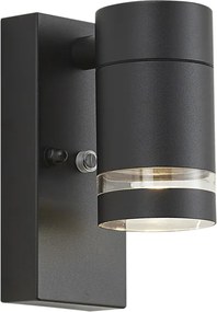 Lampada da parete moderna da esterno nera IP44 con sensore crepuscolare - Ensam