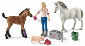 Playset Schleich Vet visiting mare and foal Cavallo Plastica