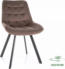 Sedia Monti Velvet in velluto cappuccino – 51x44x88 cm