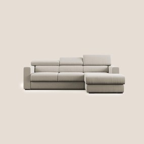 Dylan divano angolare con pouf estraibile poggiapiedi in tessuto simil cotone impermeabile T13