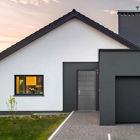 Porta blindata MASTER Hi-Max L 80 x H 210 cm in MDF grigio 7016 opaco/bianco, apertura spingere a sinistra, falso telaio incluso