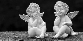 Quadro su tela – Coppia di piccoli angeli in bianco e nero