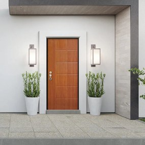 Porta blindata MASTER Check L 90 x H 200 cm in PVC noce/bianco, apertura spingere a destra, falso telaio incluso