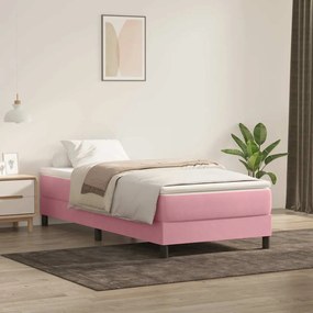 Letto A Molle Senza Materasso Rosa 90x220 Cm Velluto /