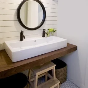 Mensola bagno in legno massello 150 x 45 cm