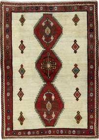 Gabbeh Tappeto 110 x 150 Beige (Iran) Annodato A Mano
