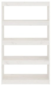 Libreria/divisorio bianco 80x30x135,5 cm in massello di pino