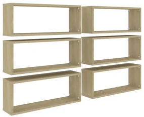 Mensole a cubo 6 pz sonoma 60x15x23 cm in truciolato
