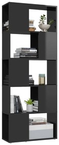 Libreria/divisorio nero lucido 60x24x155 cm