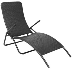 Lettino Prendisole Pieghevole İn Polyrattan Nero /